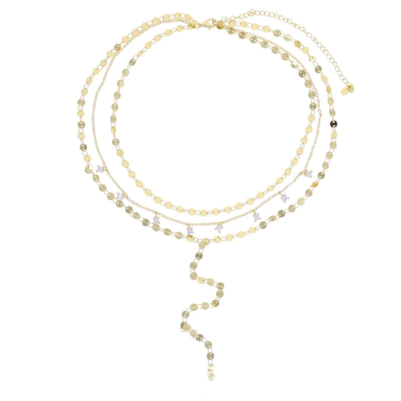 2025 Nuova collana lunga per le donne Y Lariat a forma di disco girocollo sexy multistrato con paillettes catena nappa bling cz pendente collana
