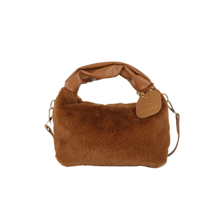 Women's Crossbody Pumpkin Plush Bag Cute Tote Bags Autumn Winter Fashion Solid Color Handbag Travel Shoulder Bags PlatiNum
