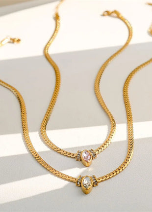 GANEMLY 316L Stainless Steel Snakehead Shining Zircon Necklace Trendy Neck Chain Choker Collar Waterproof Jewelry For Women PlatiNum