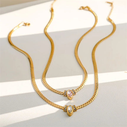 GANEMLY 316L Stainless Steel Snakehead Shining Zircon Necklace Trendy Neck Chain Choker Collar Waterproof Jewelry For Women PlatiNum