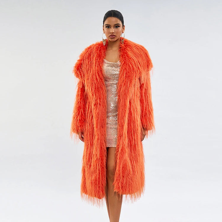 ZADORIN Luxury Designer Tassels Long Black Faux Fur Coat Woman Clothing Winter Big Lapel Fluffy Warm Faux Fur Jacket Outerwears