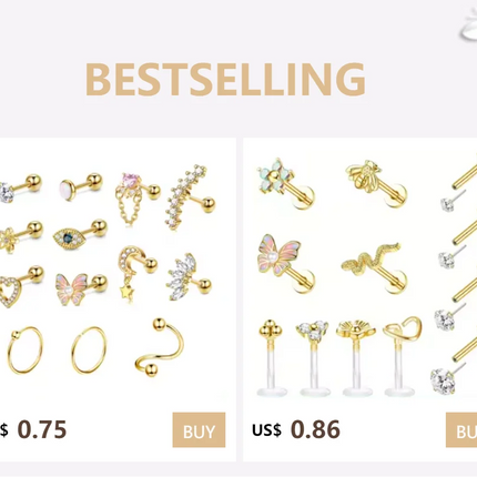 Florideco 1PC Stainless Steel Cartilage Stud Earrings for Women Opal Flat Back Earring Studs Lip Bar Nose Ear Piercing Jewellery PlatiNum