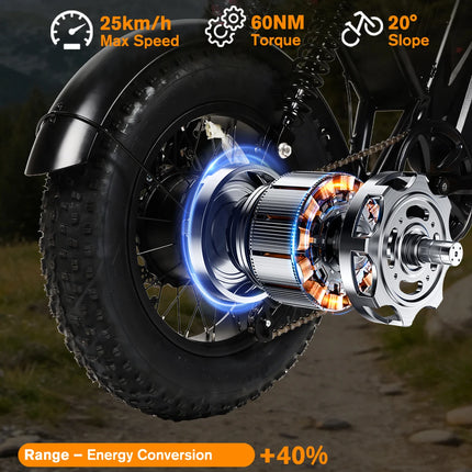 Bicicletta Elettrica Bodywel M16PRO con Pneumatici Larghi, E-bike a Lunga Autonomia 48V 15Ah, E-bicicletta All-Terrain 16"x4.0" per Adulti, Disponibile in Magazzino UE