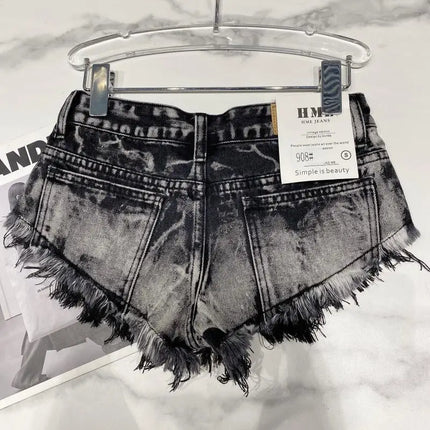 Pantaloncini di jeans Donna High Street Hotsweet Casual Vita bassa Bordi grezzi Fori A-line Stile coreano Y2k Pantaloncini estivi per ragazze piccanti