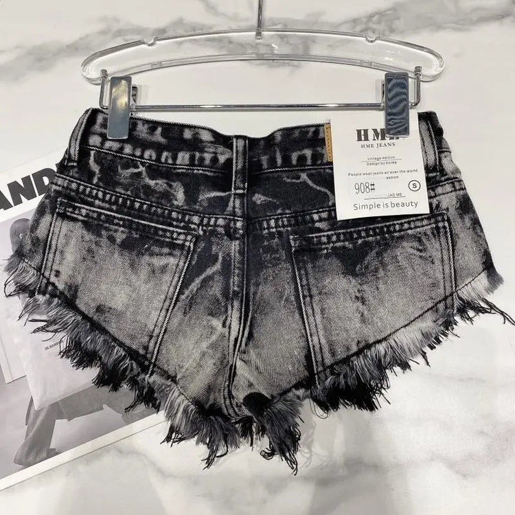 Pantaloncini di jeans Donna High Street Hotsweet Casual Vita bassa Bordi grezzi Fori A-line Stile coreano Y2k Pantaloncini estivi per ragazze piccanti