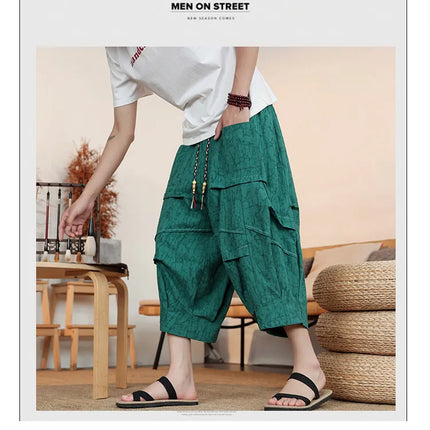 Pantaloncini Estivi da Uomo Taglie Forti in Cotone Comodi Stile Cinese Vintage Moda Casual Sportivi a Lanterna Taglie Grandi fino alla 8XL