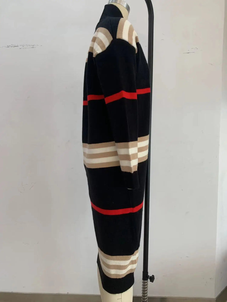 Print Long Cardigan For Women 2025 New Autumn Winter Clothes Knit Loose Outerwear Soft Sweater Coat Streetwear Fashion Cover Up