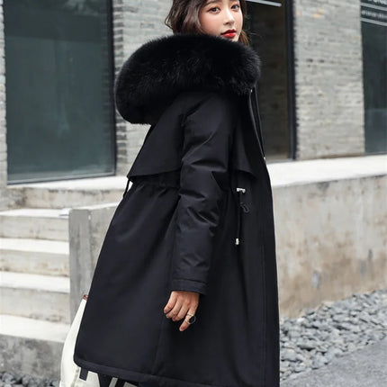 Winter Jacket 2026 New Women Parka Clothes Long Coat Wool Liner Hooded Jacket Fur Collar Thick Warm Snow Wear Padded Parka 6XL