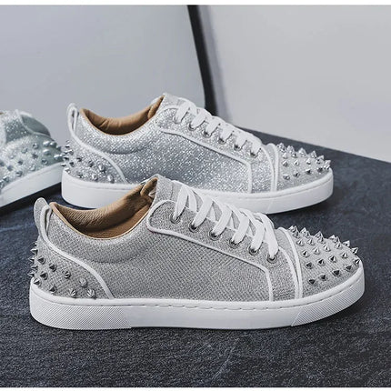2025 New Men's Casual Shoes Comfortable Soft Punk Style Board Shoes Fashion Nail Anti Slip Wear Resistant Personalized Sneakers