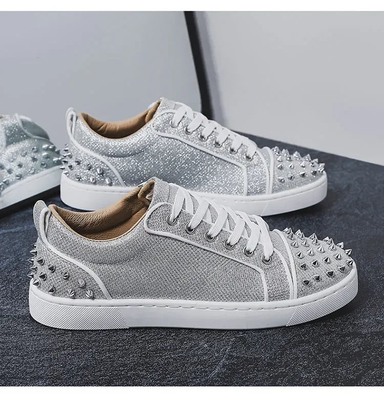 2025 New Men's Casual Shoes Comfortable Soft Punk Style Board Shoes Fashion Nail Anti Slip Wear Resistant Personalized Sneakers