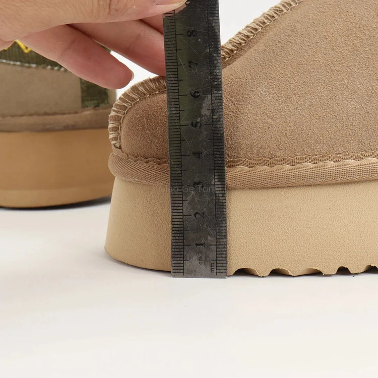 New Thick soled Snow Boots for Women in Winter 2026, Short Style Cashmere Warm Thick soled Heerless Shoes, Wool Half Slippers, Women's Cotton Shoes