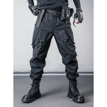 2026 New Streetwear Joggers Pants Men's Multi-Pockets Tactical Cargo Pant Black Utility Work Elastic Waist Casual Trousers