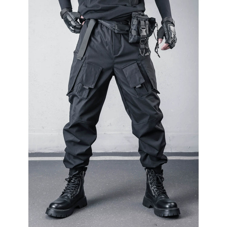 2026 New Streetwear Joggers Pants Men's Multi-Pockets Tactical Cargo Pant Black Utility Work Elastic Waist Casual Trousers