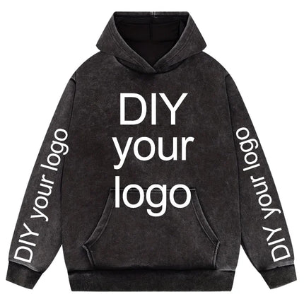 Washed Retro Hoodies 5 Colors 100%Cotton Hoody Customized Personalized Pattern Customization Pullover Team Logo Company Logo