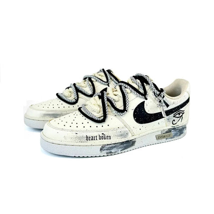 Sneakers Personalizzate Nike Court Vision 1 Low "Eye of God 2.0" con Effetto Invecchiato e Schizzi, Scarpe da Skateboard per Uomo platinumshop