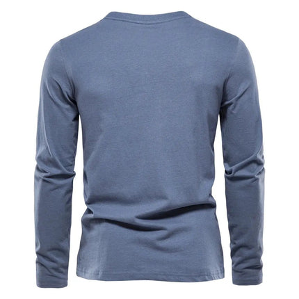 100% Cotton Long Sleeve T Shirt For Men Solid Spring Casual Mens T-shirts High Quality Male Tops Classic Clothes Men's T-shirts PlatiNum