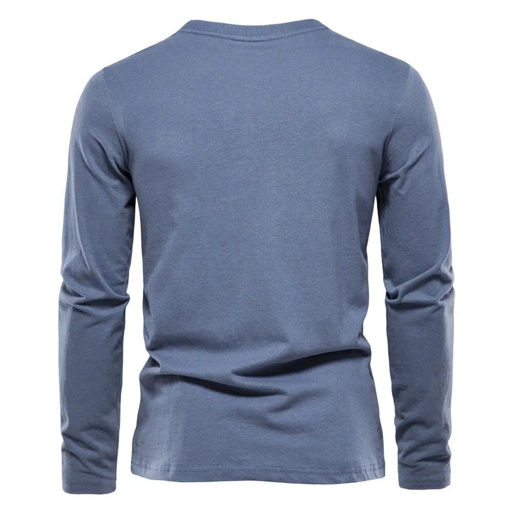 100% Cotton Long Sleeve T Shirt For Men Solid Spring Casual Mens T-shirts High Quality Male Tops Classic Clothes Men's T-shirts PlatiNum