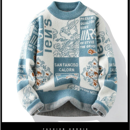 Men's Sweater New Autumn Winter Print Hip Hop Sweater Men Streetwear Print Pullover Tops Harajuku Couple Sweater