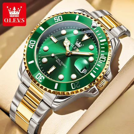 OLEVS 5885 Orologio da uomo Orologio al quarzo impermeabile di marca originale Cinturino in acciaio inossidabile Data automatica Orologi da regalo da uomo per uomo platinumshop
