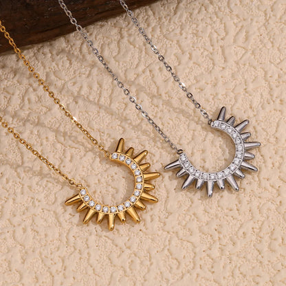 MamacitaSlay Collana in acciaio inossidabile placcato oro 18 carati con zirconi a forma di U Girasole 2025 Nuovo design Gioielli impermeabili di alta qualità