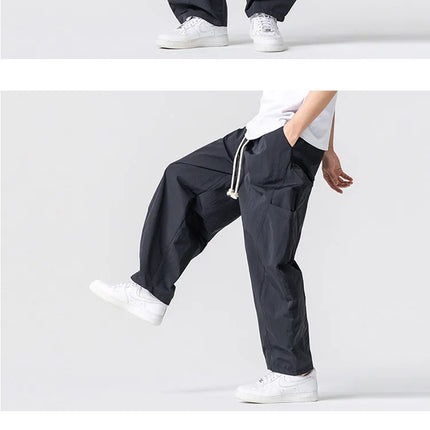 Pantaloni Estivi Leggeri da Uomo e Donna, Streetwear con Coulisse, Stile Y2K, Cargo, Tinta Unita, Gamba Larga, Taglie Forti fino alla 5XL