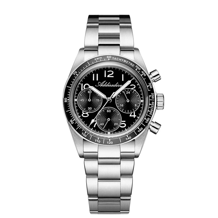 ADDIESDIVE New Chronograph 0S20 Quartz Wristwatch Luxury Men Watch Ceramic Bezel Domed Glass 100m Waterproof BGW9 Luminous