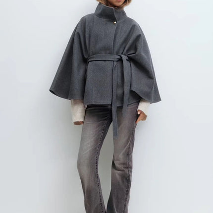 Women's A-Line Cape Woolen Coat Autumn Winter New 2026 Fashionable Outerwear for Ladies