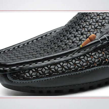 Mocassini da Uomo Estivi 2026 in Vera Pelle di Lusso, Scarpe Casual Traspiranti con Intaglio, Slip-on da Guida