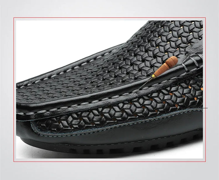 Mocassini da Uomo Estivi 2026 in Vera Pelle di Lusso, Scarpe Casual Traspiranti con Intaglio, Slip-on da Guida