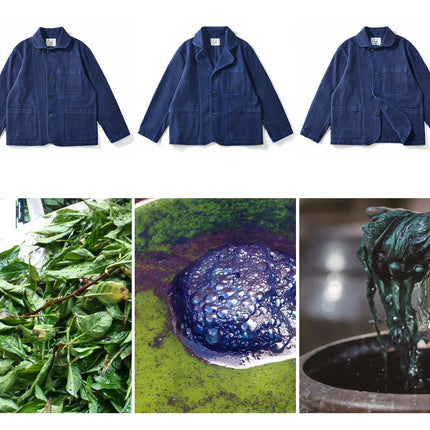 Indigo Blue Dyed Suit Jacket Heavy Sashiko Casual Japanese Retro Washed Coat Jacket