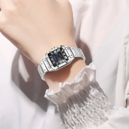 Orologi da donna quadrati Orologio da donna al quarzo Orologio da polso femminile Cinturino in bambù in acciaio inossidabile Orologio da donna casual Orologio Relogio Feminino platinumshop