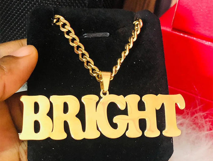 Collana con ciondolo personalizzato di grandi dimensioni, catena cubana spessa, collana con nome di personalizzazione hip-hop, gioielli di moda PlatiNum