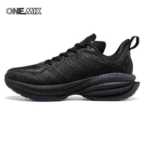 ONEMIX Black Men Basic Racing Road Running Shoes Summer Mesh traspirante scarpe sportive cuscino Durable Outdoor Sneakers Plus Size PlatiNum