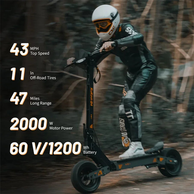 Scooter elettrico KuKirin G4 versione 2025, motore da 2000 W, batteria da 60 V 20 Ah, pneumatico da 11 pollici, velocità massima 70 km/h, portata 75 km, freni a disco