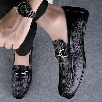 Nuove Scarpe Casual da Uomo con Suola Morbida, Modello Alligatore, Scarpe Formali da Lavoro, Punta Rotonda, Suola in Gomma