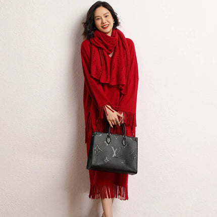 New Straight A-line Skirt Women's 100% Cashmere knitwear Spring Autumn Casual Loose Tassels Soft High Waist Mid Length Skirt PlatiNum