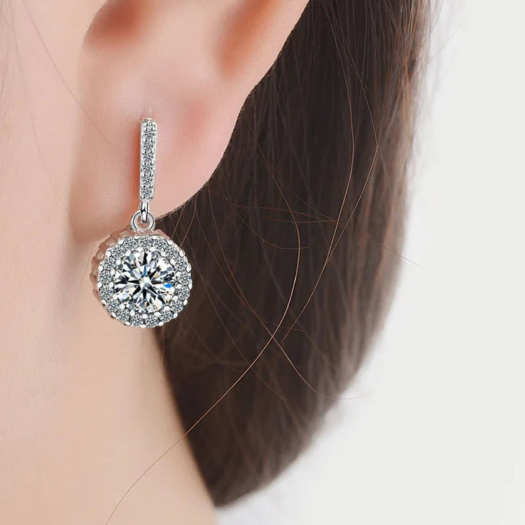 New 925 Sterling Silver 2ct Moissanite Earrings for Women Exquisite Student Girlfriend Wedding Engagement Jewelry Fashion Gift PlatiNum