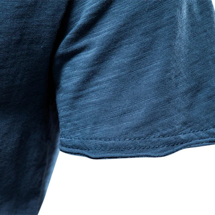 Men's 100% Cotton Branded Quality T-shirt V-Neck Fashion Design Slim Fit Solid Men's T-shirt Top Tees Short Sleeve T-shirt for Men