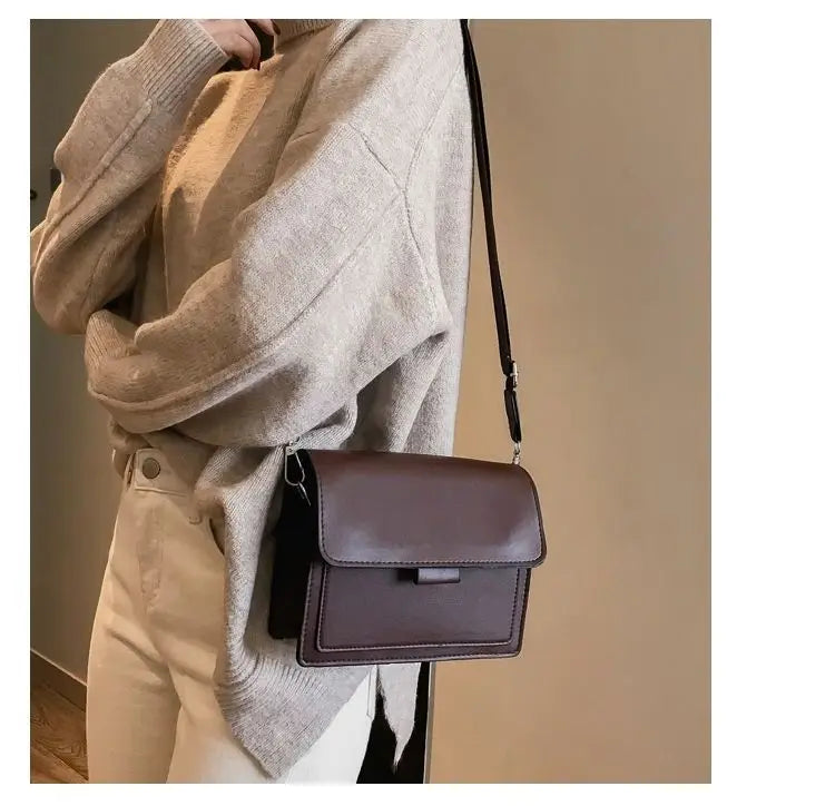 Classic Designer PU Leather Crossbody Bag for Women Travel Handle Handbag Fashion Shoulder Messenger Bag Ladies Small Flap Bag PlatiNum