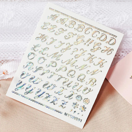 1PC 26-English Alphabet Number 3D Self-adhesive Nail Art Decal Sticker Word Small Letter Nail Decals Sticker Manicure Decoration