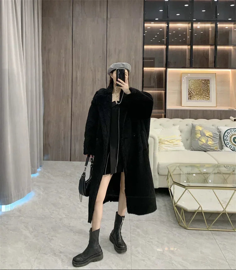 Max Teddy Coat 62% Alpaca 26% Wool 12% Silk Coat Winter Thicken Women's Coat