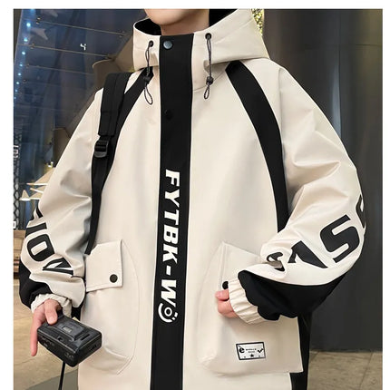 Fashion 2026 Spring Autumn Men's Casual Hooded Jackets Youth High Quality Streetwear Loose Coat Outdoor Windbreaker Top Clothing