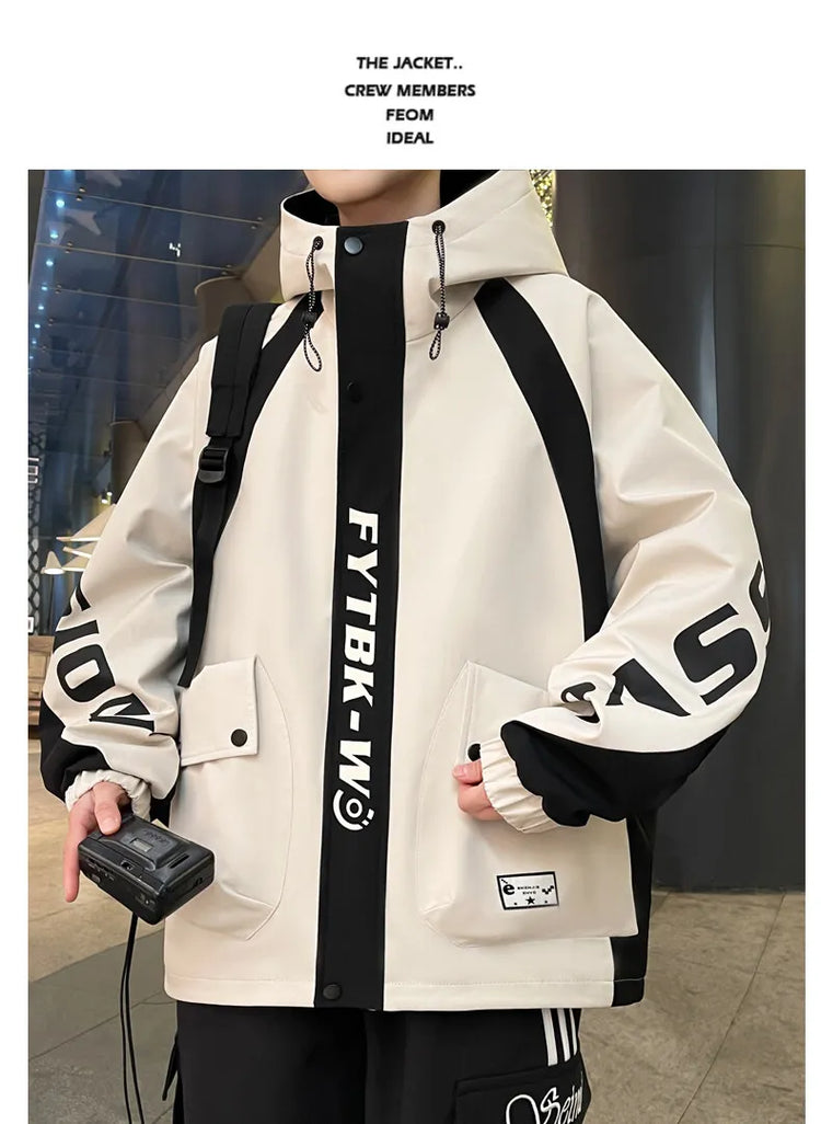 Fashion 2026 Spring Autumn Men's Casual Hooded Jackets Youth High Quality Streetwear Loose Coat Outdoor Windbreaker Top Clothing