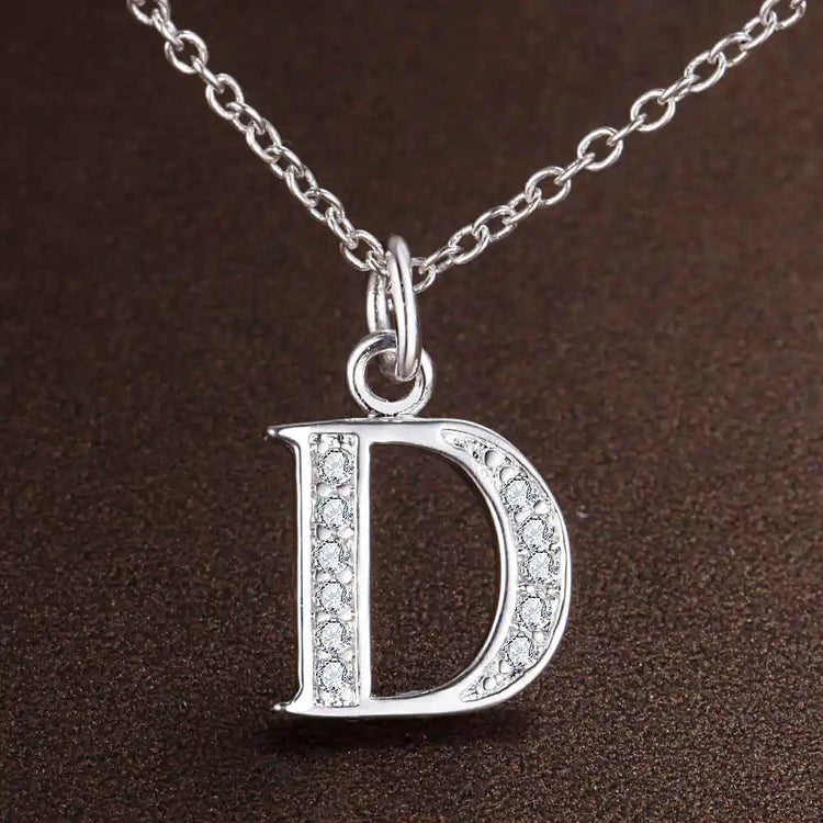 26 Letters 925 Sterling Silver Necklace Pendant Zircon For Women Exquisite Student Girlfriend Jewelry Accessories Wedding Gift PlatiNum