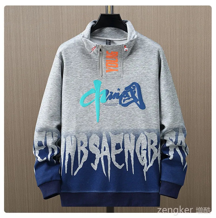 Men Spring Autumn Hooded Sweater Letter Plus Size Trendy Loose Sports Leisure Youth Student Hoodie 11xl 170kg 10XL 9XL