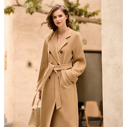 DUTRIEUX Women's Coat Double-sided 10% Cashmere 90% Wool Women's Long Coat Jacket, 2025 Winter New Long Cashmere Coat Women