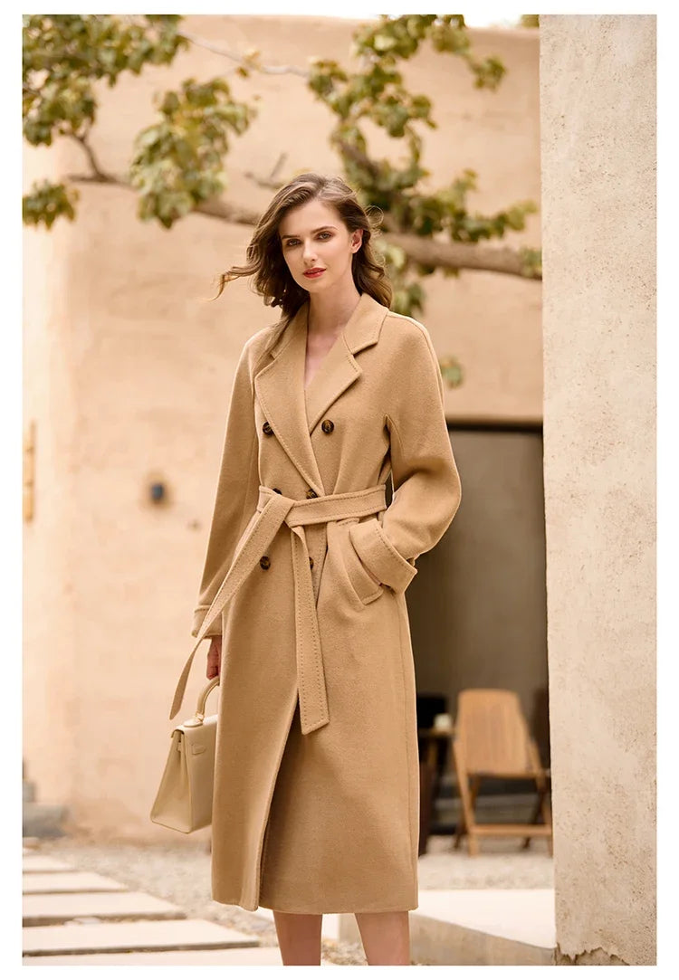 DUTRIEUX Women's Coat Double-sided 10% Cashmere 90% Wool Women's Long Coat Jacket, 2025 Winter New Long Cashmere Coat Women