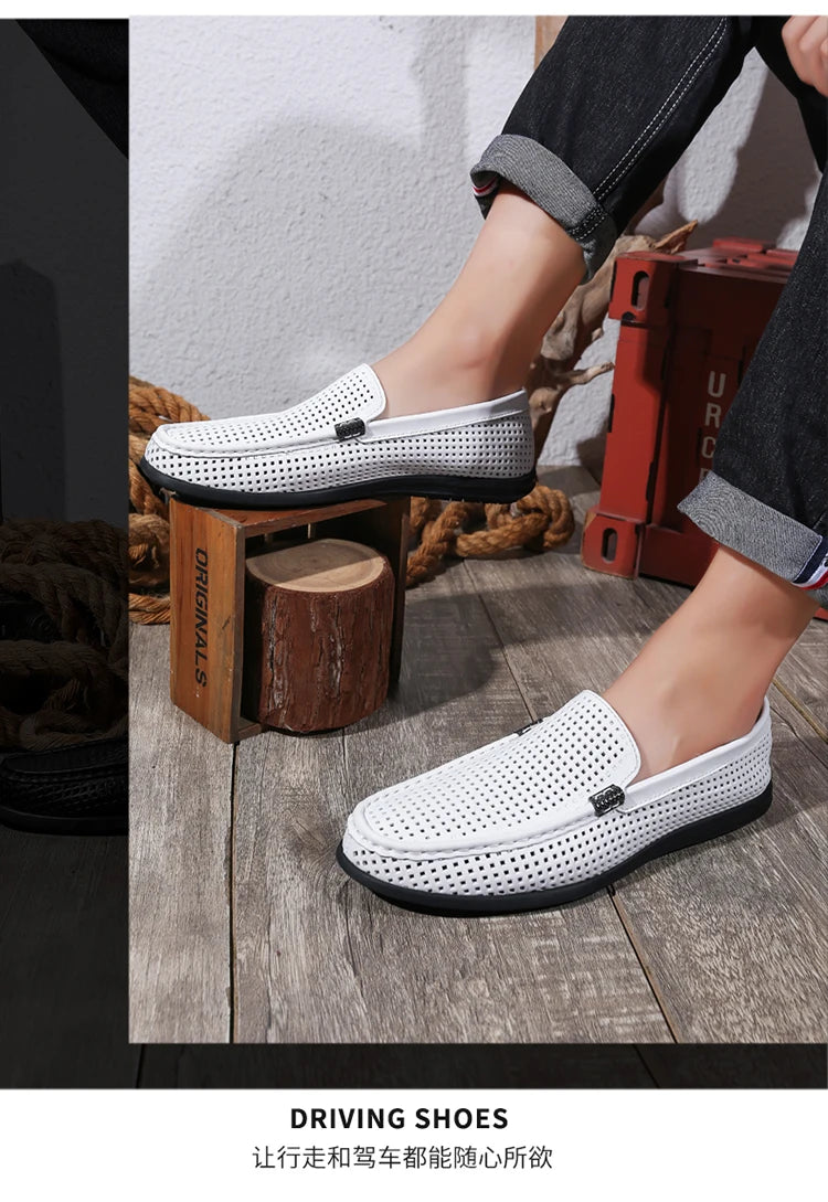 2025 Estate Scava Fuori Penny Mocassini Da Uomo Scarpe Da Barca Traspirante Uomo Mocassini In Pelle Slip On Appartamenti Mens Casual Scarpe Da Guida
