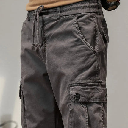 2025 New Multi-Pockets Spring Summer Cargo Pants Men Streetwear Zipper Leg Skinny Work Joggers Cotton Casual Tactical Trousers
