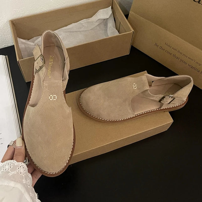DIMANYU Sandali Retrò Romani Baotou da Donna, Nuovi Modelli Estivi 2026, in Vera Pelle Smerigliata, Scarpe Basse da Donna, Sandali Traforati